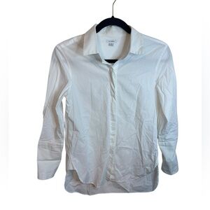 Cuyana White Cotton Blend Button Down Tunic Blouse